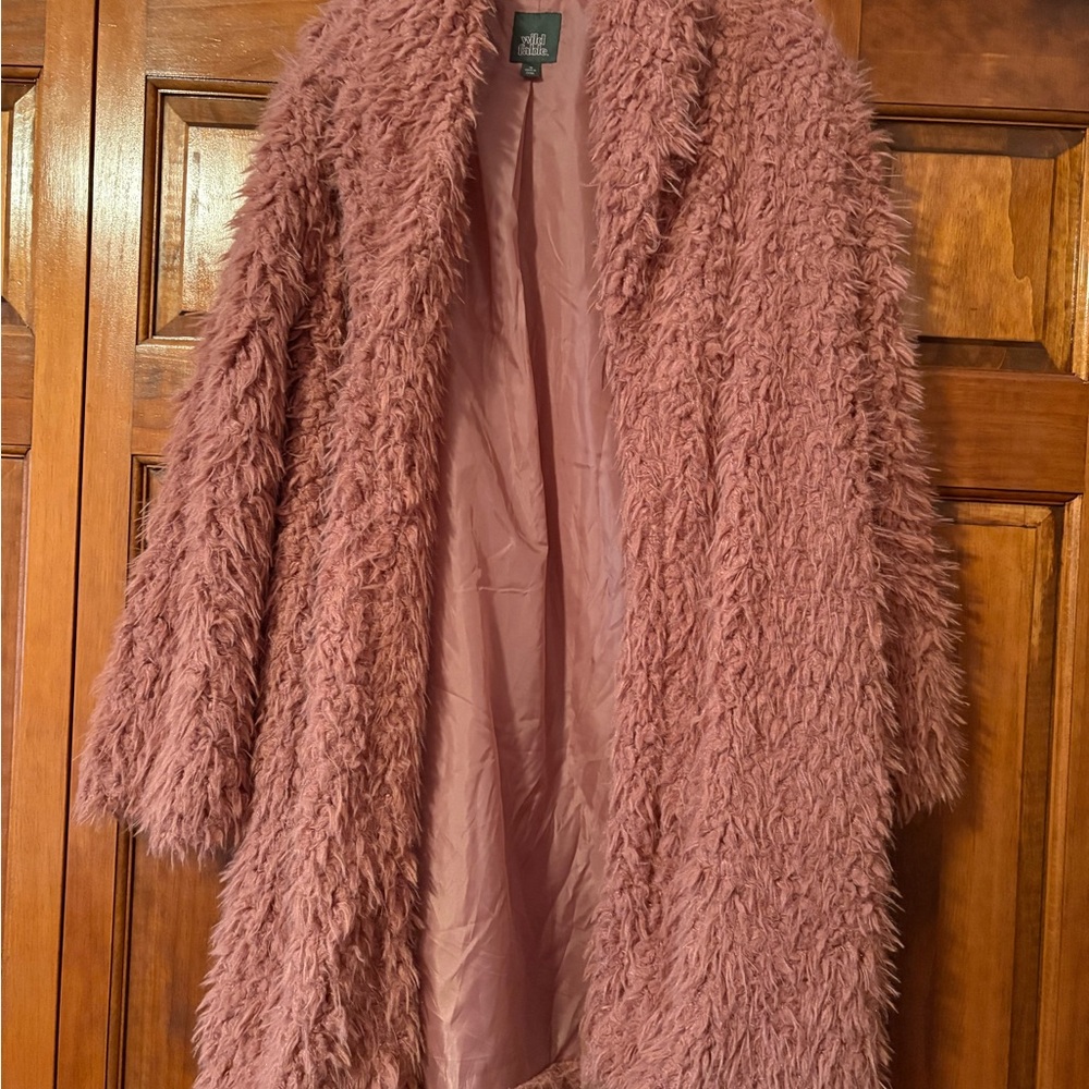 Wild Fable Women's Shaggy Faux Fur Coat - Pink